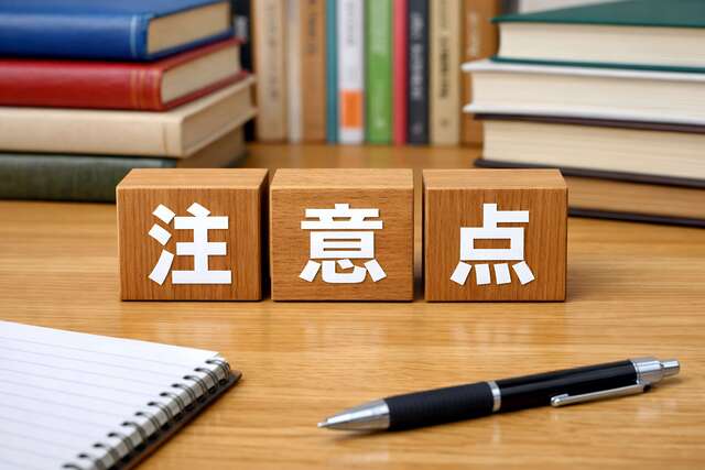 注意点を書いた木製キューブ